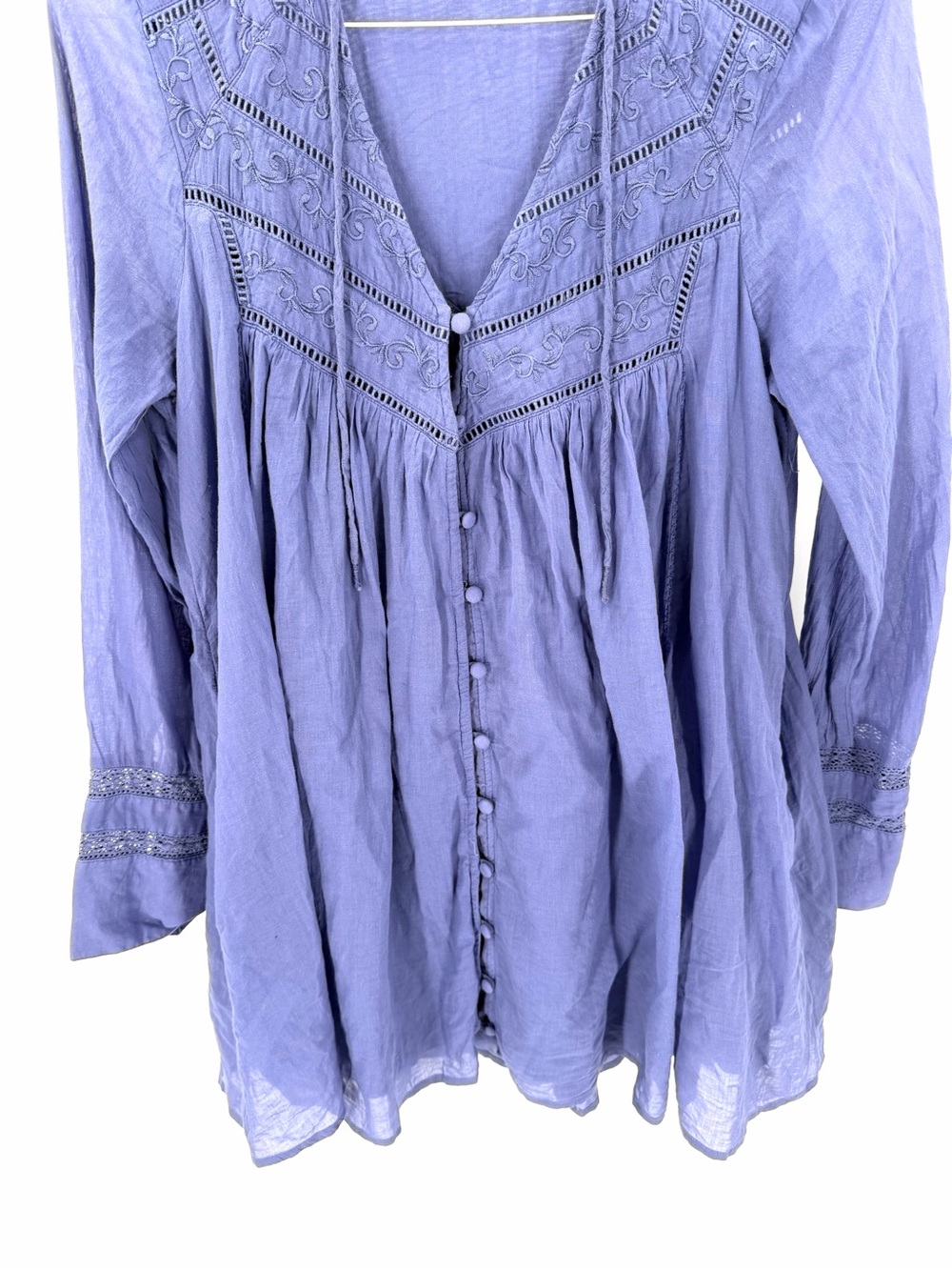 Free people Haddie Solid Swing Mini Tunic Boho Cottage Mini Dress - Picture 4 of 8